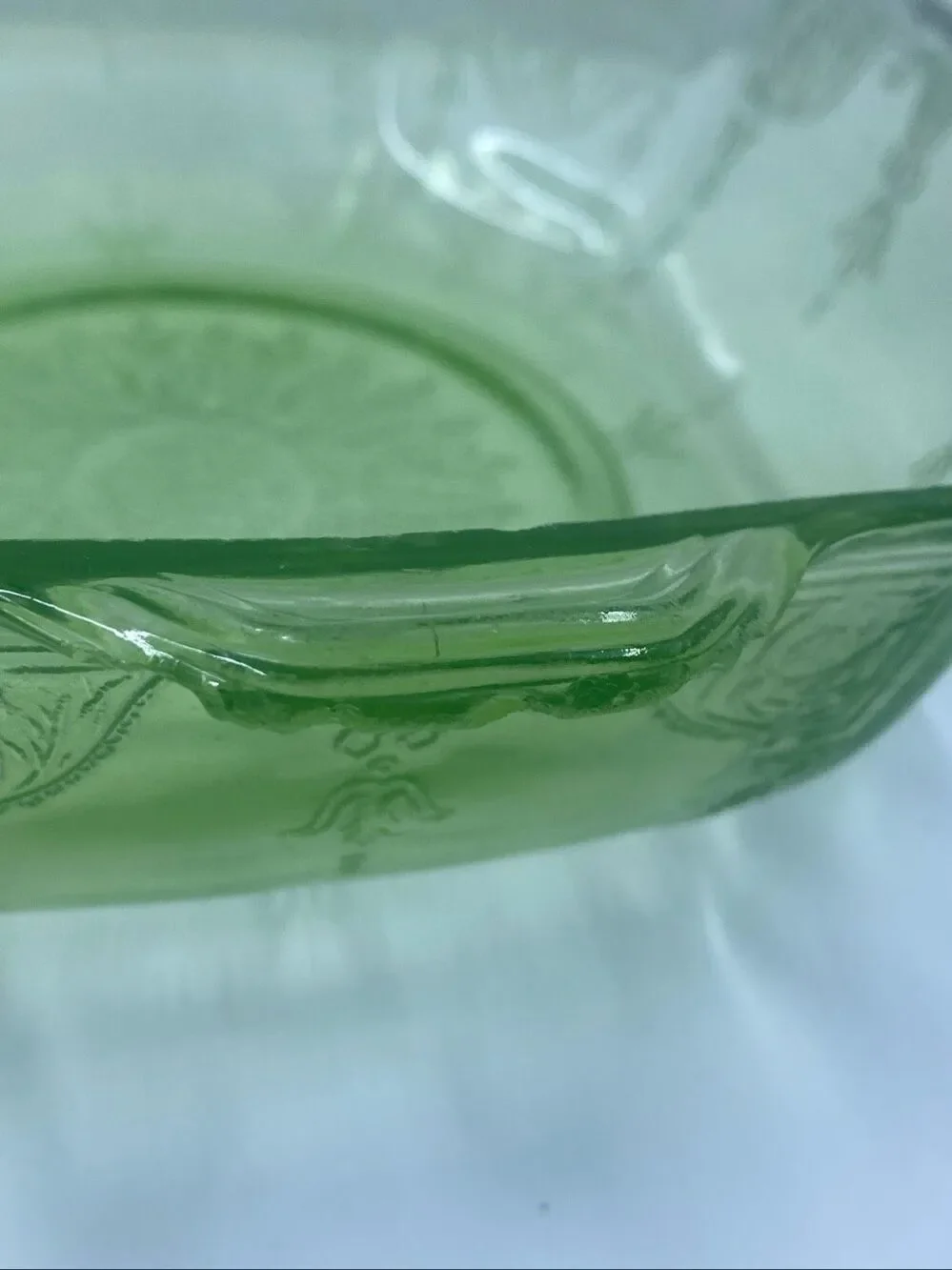 Uranium Anchor Hocking Princess Green Octagonal Depression Cereal Bowl 8” vtge